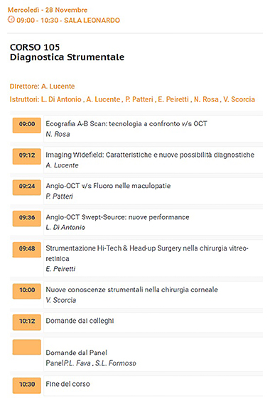 Corso SOI - 105 Diagnostica Strumentale Mercoldì ore 9.00-10.30