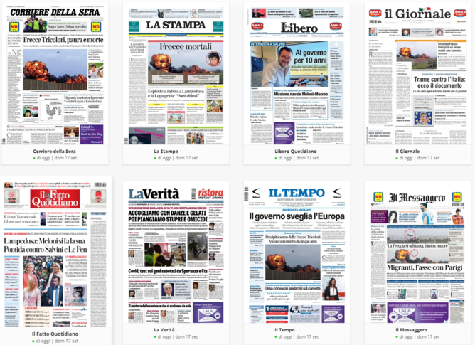 Prime pagine dei quotidiani